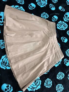 SHEIN Tan Pleated Skater Skirt